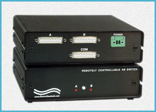 Model 4720 DB25 A/B Switch monitors data on ports A and B responding to custom protocol.